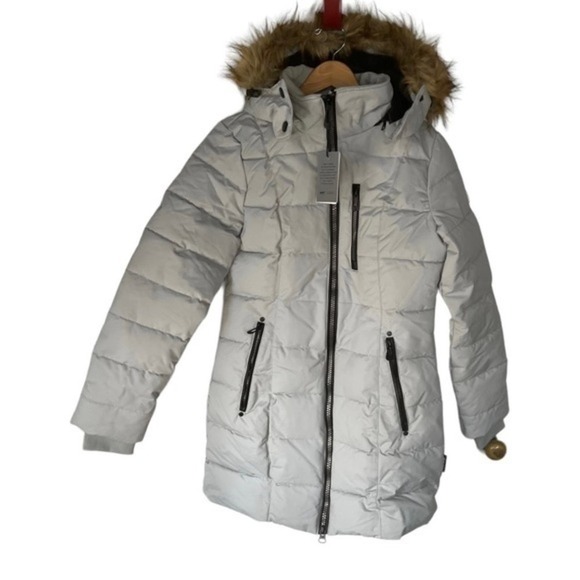 Noize Hannah Ice Gray Faux Fur Trim Hooded Parka Coat Size Small NWT Ice Glacé - Picture 3 of 12